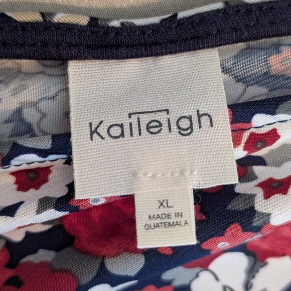 Kaileigh Floral Faux Wrap Dress Navy Red Size XLarge Dark Fairy Whimsygoth - Picture 3 of 10